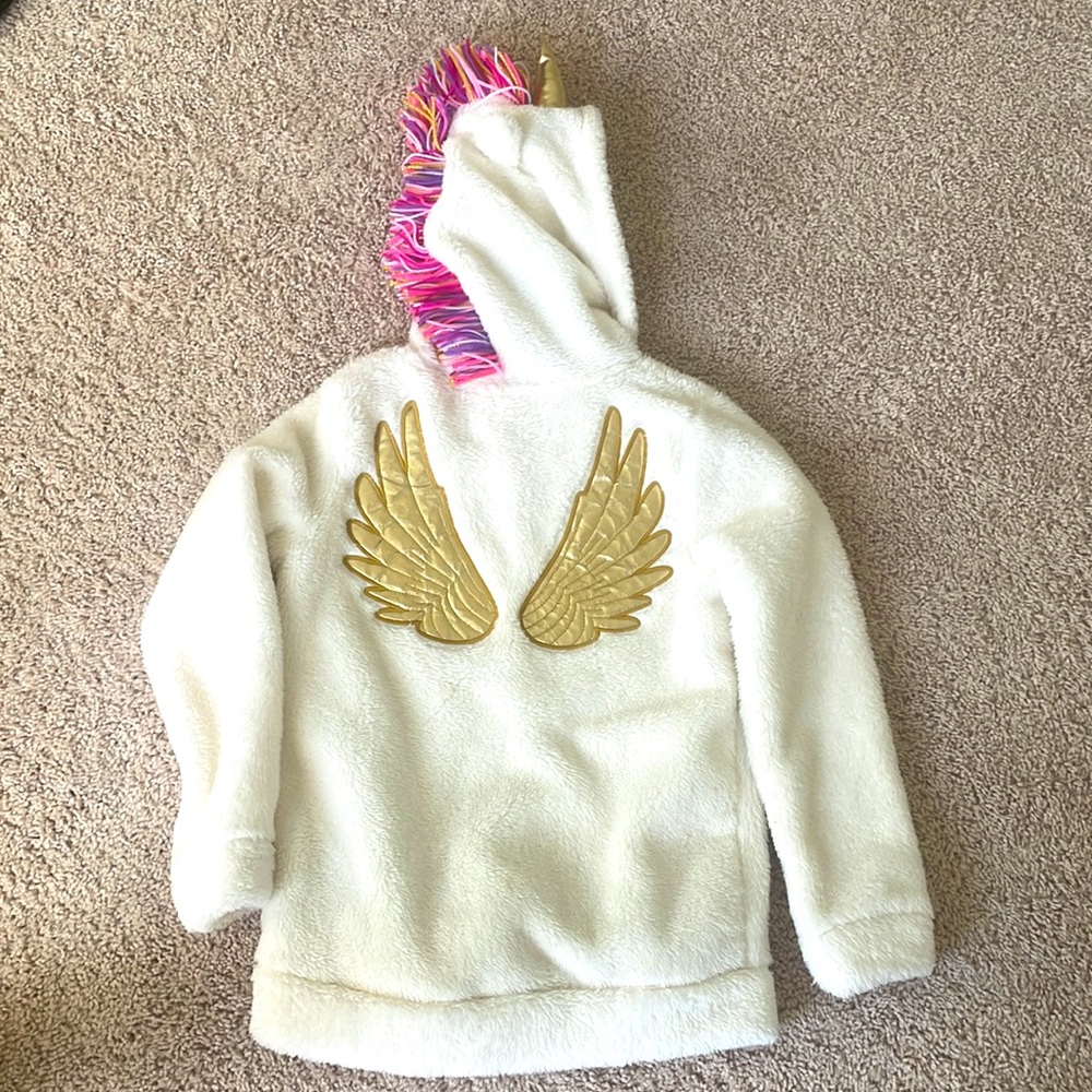 Cat and Jack white/cream Unicorn fuzzy jacket